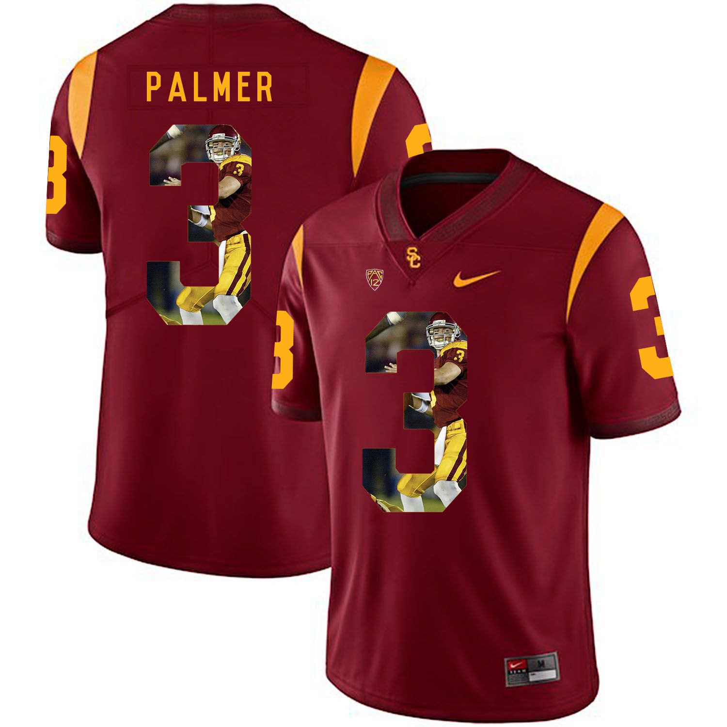 Men USC Trojans 3 Palmer Red Fashion Edition Customized NCAA Jerseys